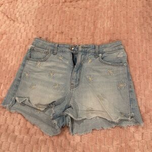 American Eagle Outfitters Light Blue Floral Jean Shorts